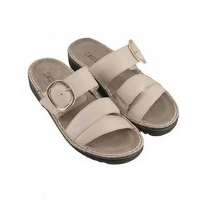 NEW YALEET women's frey sandals in soft ivory leather